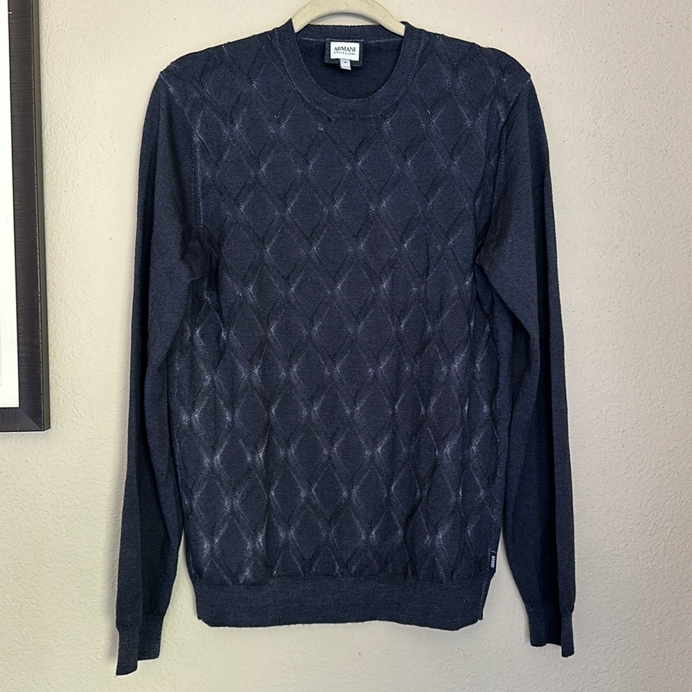 Armani Collezioni Virgin Wool Textured Weave Sweater Size Medium, Men’s